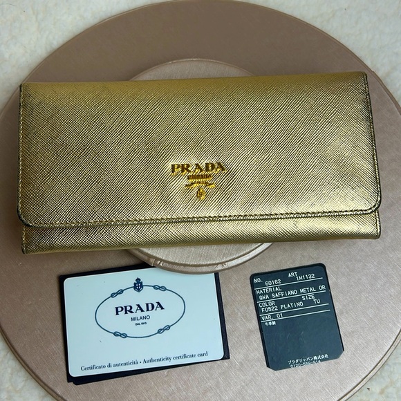 Gold Prada Wallet with identification card newly added to our boutique - Picture 1 of 10